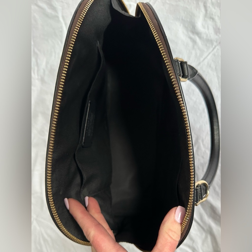 Coach F27584 Signature Dome Satchel Brown Black Gold Hardware - Picture 4 of 10